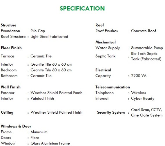 Spesifikasi perumahan el verde