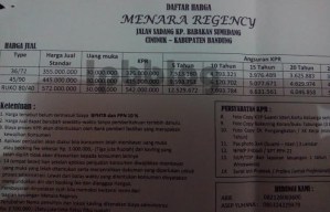 menara regncy  price list