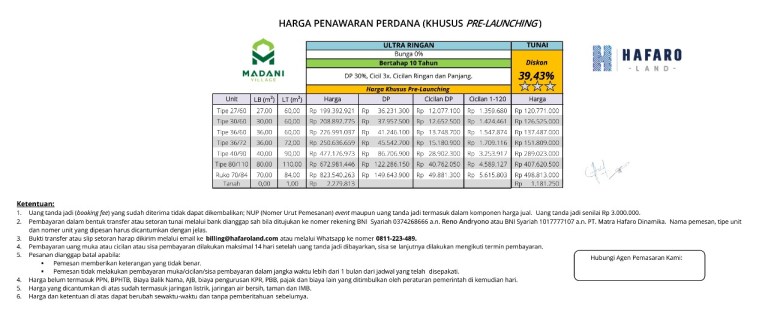 PriceList30Persen_MadaniVillage