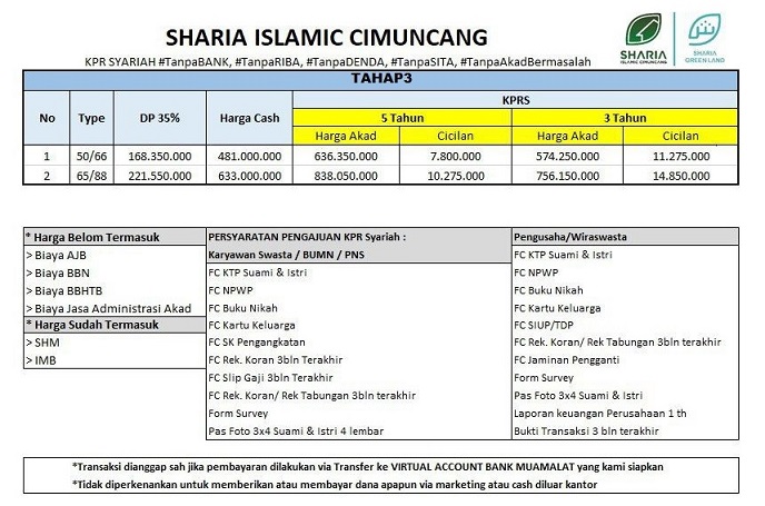 PriceList Perumahan Bandung Developer Syariah Sharia Islamic Cimuncang