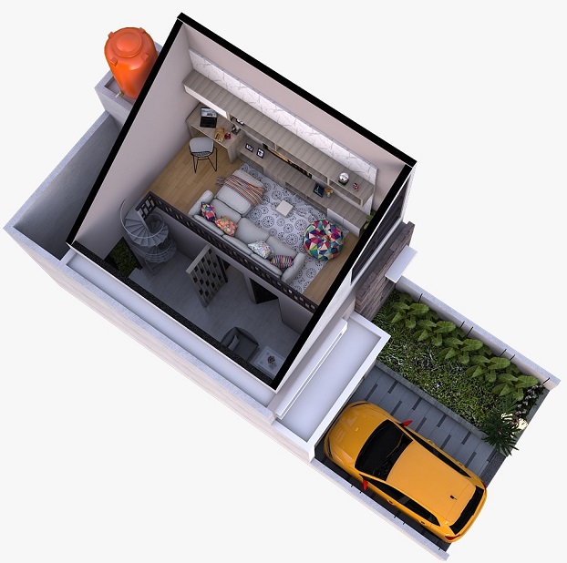 Desain 3D tipe 30 Perumahan di Bandung Aster Village Ciwastra