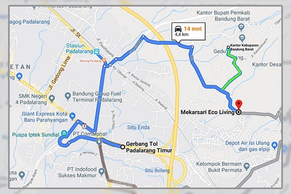 Peta Lokasi Mekarsari Eco Living Perumahan di Bandung